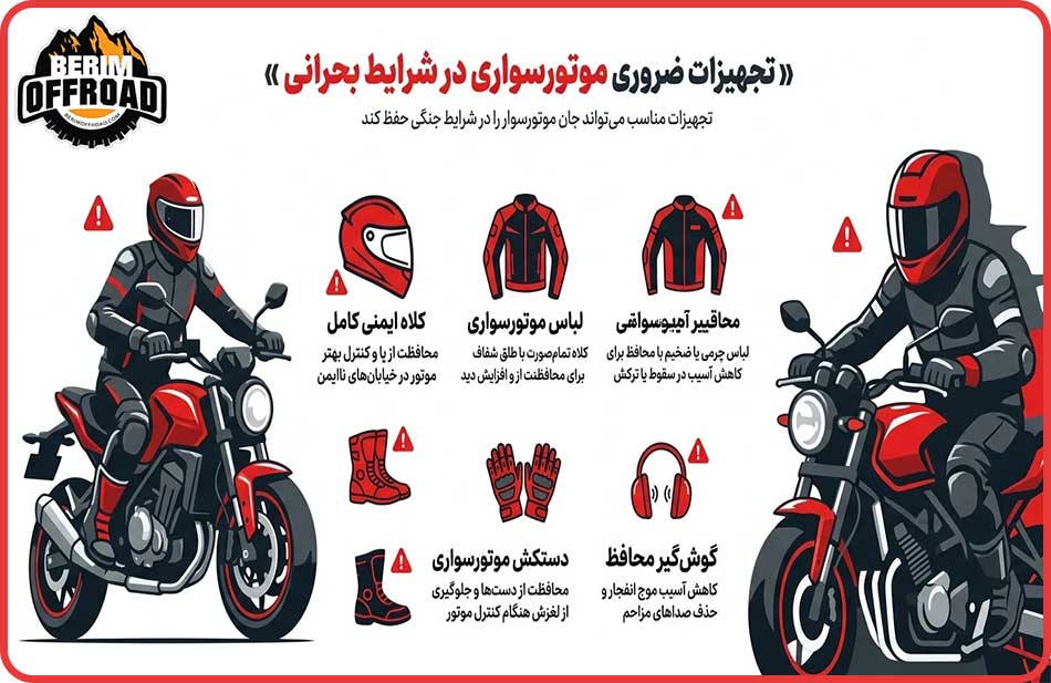 تجهیزات موردنیاز برای تردد با موتورسیکلت در شرایط بحرانی
